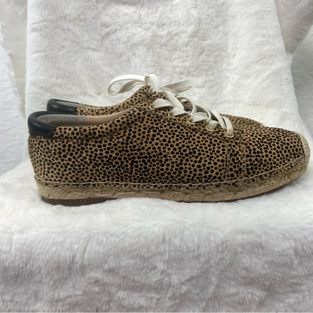 Sole Society Natural Samree 2 Espadrille Sneaker Cheetah Print Lace Up Size 8.5M